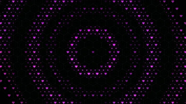 4K glowing neon hearts motion background for video editing