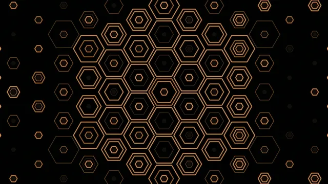 4K golden hexagon geometric motion background for broadcast and video editing
