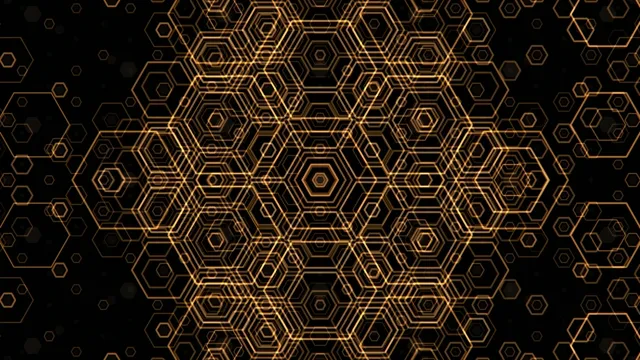 4K golden hexagon geometric motion background loop