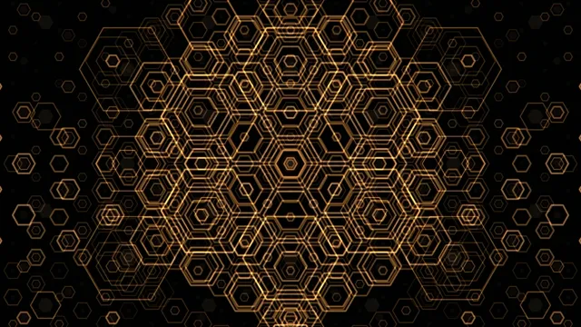 4K Golden Hexagon Honeycomb Motion Background UHD
