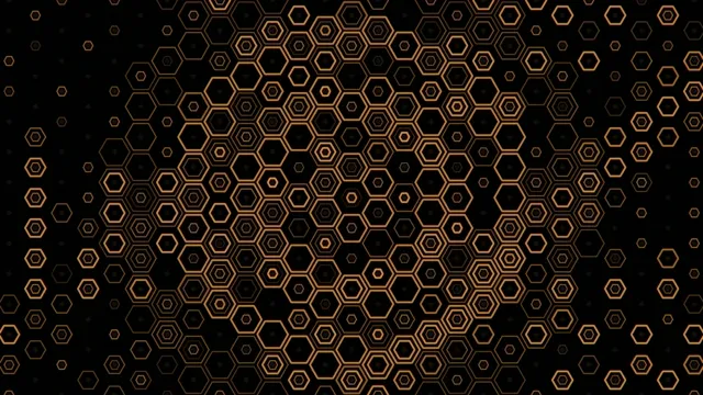 4K golden hexagon pattern motion background for broadcast and video editing
