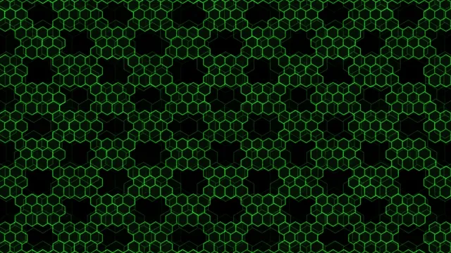 4K green neon hexagon pattern looping motion background