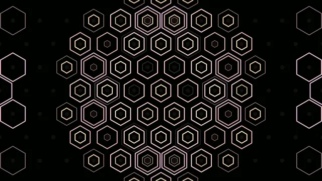 4K luxe hexagon pattern motion background with gold geometric elements