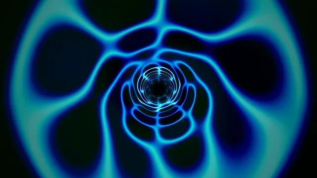 4K neon blue glowing tunnel loop motion background for broadcasts