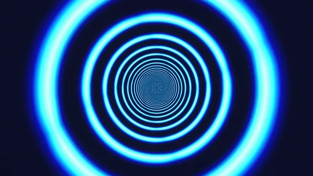 4K neon blue spiral tunnel loop for broadcast and video editing