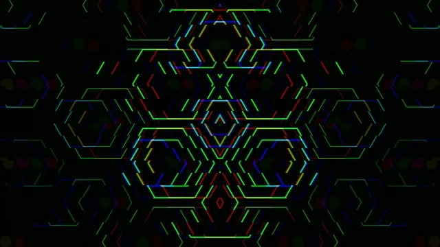 4K neon geometric hexagon loop - vibrant cyberpunk motion background