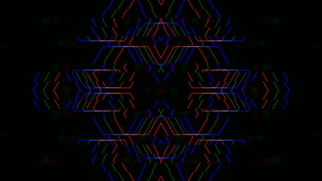 4K neon geometric kaleidoscope motion background for broadcast