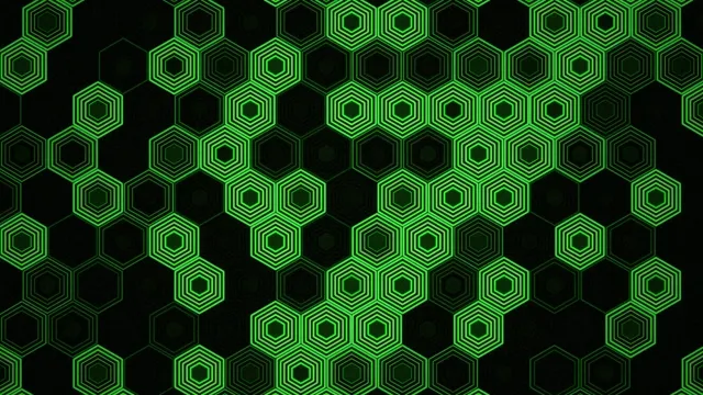 4K neon green hexagon motion background for broadcast and streaming