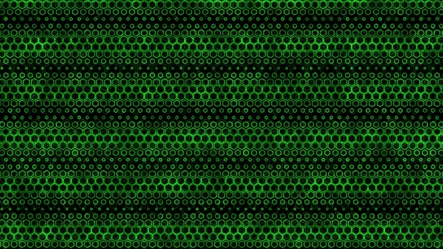 4K neon green hexagon pattern motion background for broadcast