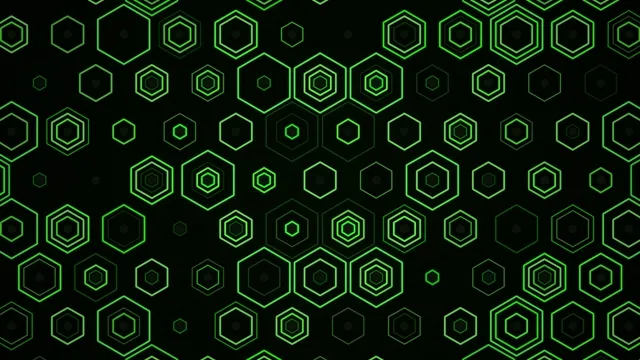 4K neon green hexagon pattern motion background for broadcast