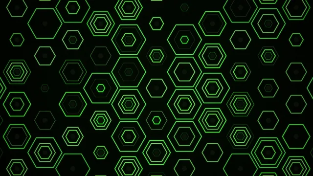 4K neon green hexagon pattern motion background for video editing