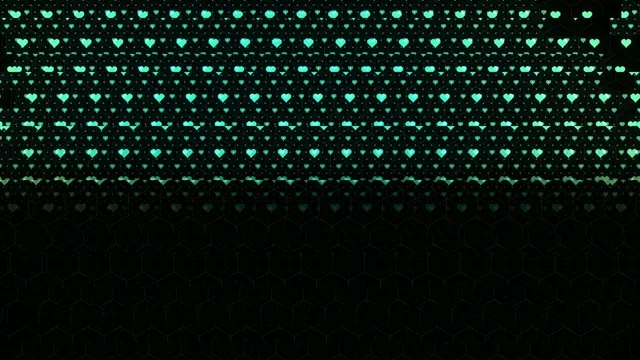 4K neon hearts falling animation loop for broadcast backgrounds