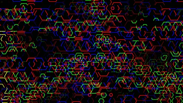 4K neon hexagon circuit pattern VJ loop for broadcast and streaming