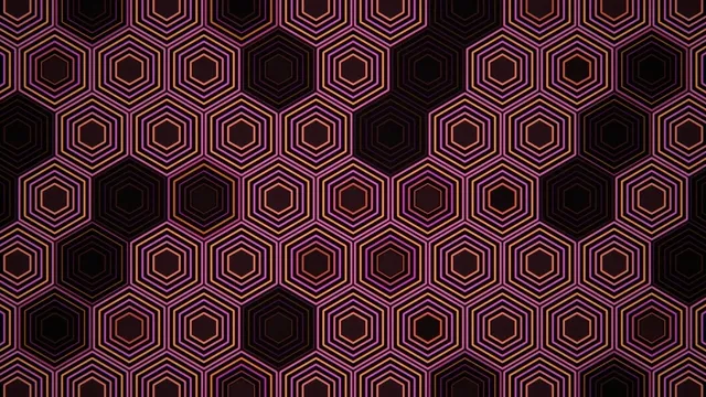 4K neon hexagon geometric motion background for broadcast and video editing