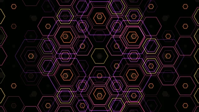 4K neon hexagon geometric motion background with vibrant tech vibes