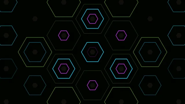 4K neon hexagon geometric pattern motion background for broadcast