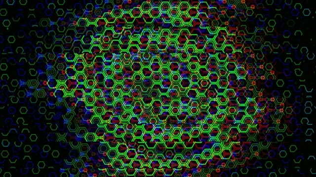 4K neon hexagon grid motion background for broadcast and digital displays