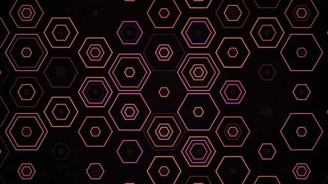 4K neon hexagon loop motion background for broadcast and video editing
