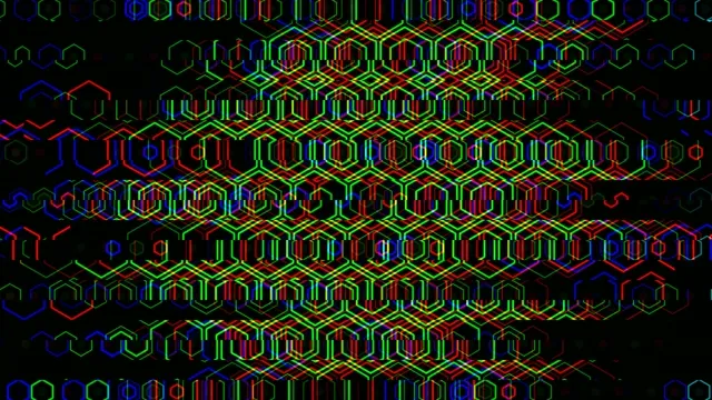 4K neon hexagon matrix motion background for broadcast and video editing