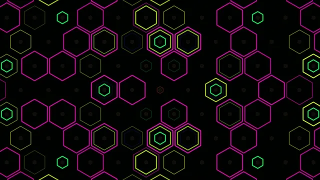 4K neon hexagon motion background for broadcast and streaming