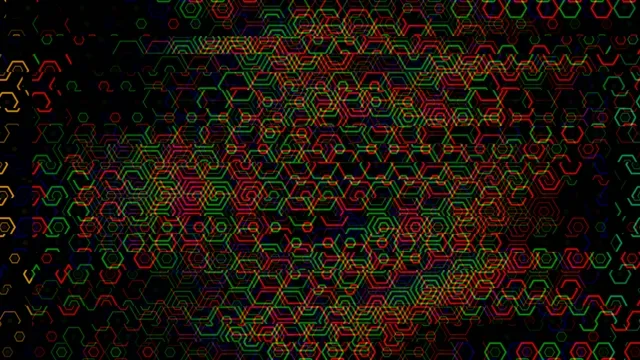 4K neon hexagon motion background with vibrant geometric animation