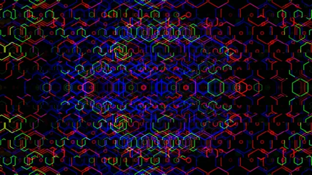 4K neon hexagon network motion background for broadcast and streaming