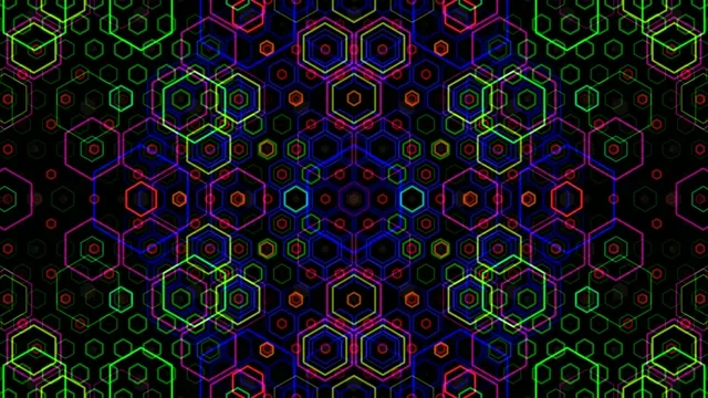 4K neon hexagon pattern animated background loop