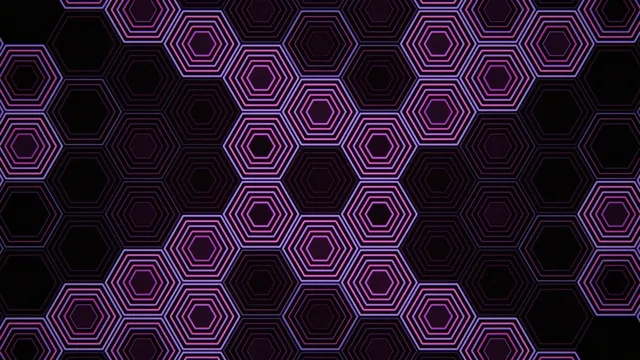 4K neon hexagon pattern looping motion background for broadcast