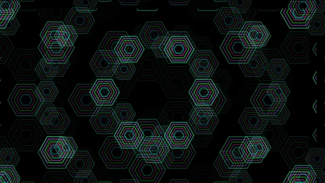 4K neon hexagon pattern motion background for broadcast and digital displays