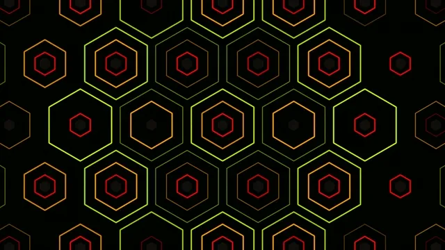 4K neon hexagon pattern motion background for broadcast and video production
