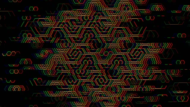 4K neon hexagon tech motion background for broadcast and video editing