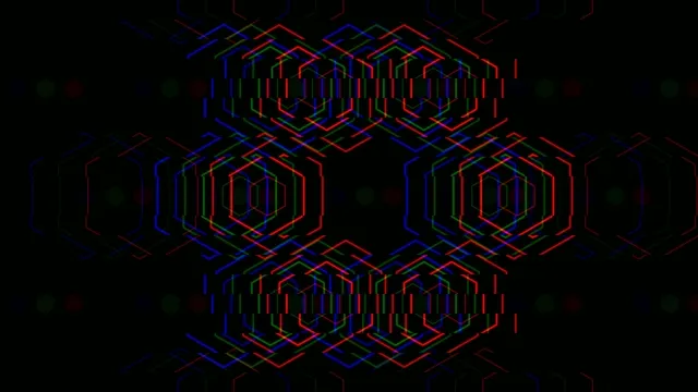 4K neon hexagon VJ loop with vibrant RGB geometric motion