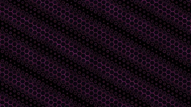 4K neon pink hexagon pattern loop on black background