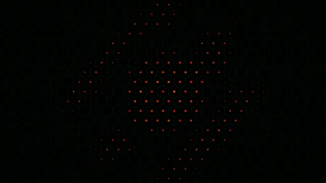 4K red dot hexagon network animation looping background
