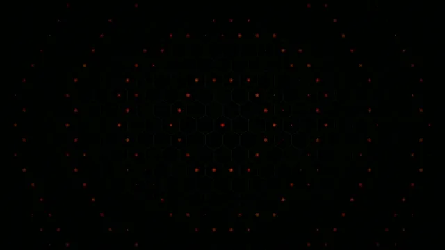 4K Red hexagonal network nodes seamless looping motion background