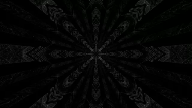 Tamni geometrijski neon tunel sa radijalnom simetrijom, tamnozeleno-crni gradijent stvarajući beskonačnu perspektivu, apstraktna 4K petlja