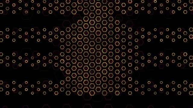 4K UHD 60FPS Hexagon Screensaver | Golden Neon VJ Loop Motion Background