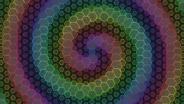 4K UHD 60fps Neon Hexagon Screensaver Windows 10 VJ Loop