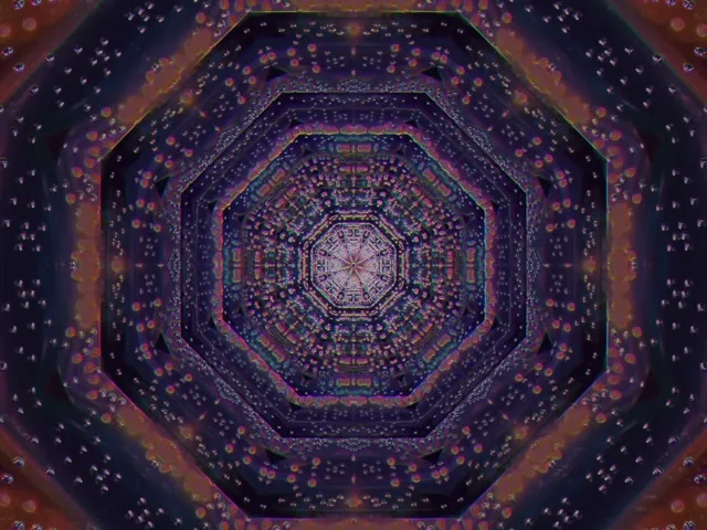 Neon Tunnel Fractal Kaleidoscope VJ Loop 60fps 4:3 Classic Screensaver