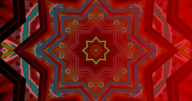 4K Uhd 60Fps Screensaver Neon Tunnel Red Star Kaleidoscope Vj Loop Windows 11