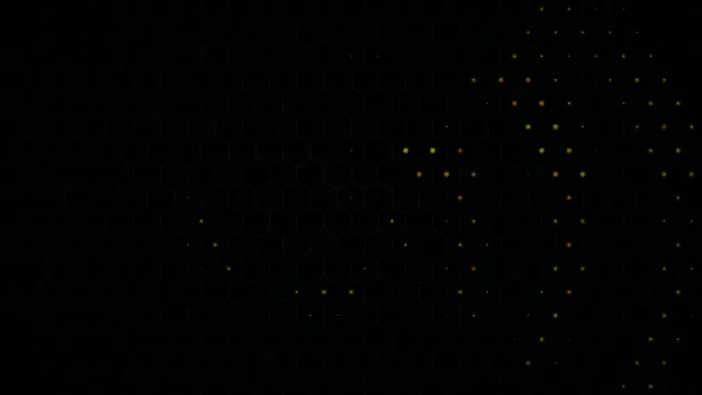 4K UHD Abstract Golden Particles on Dark Hexagon Grid Motion Background