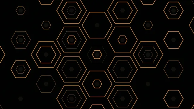 4K UHD abstract hexagon motion background with gold geometric lines