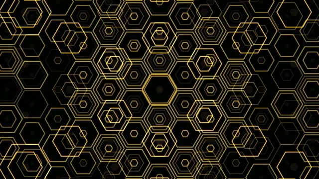 4K UHD Golden Hexagon Pattern Motion Background Loop