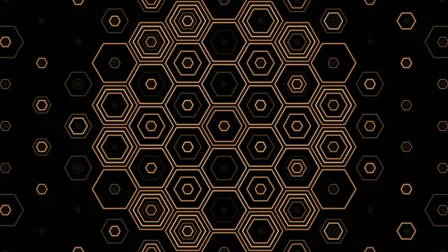 4K UHD Golden Hexagon Pattern Motion Background Loop