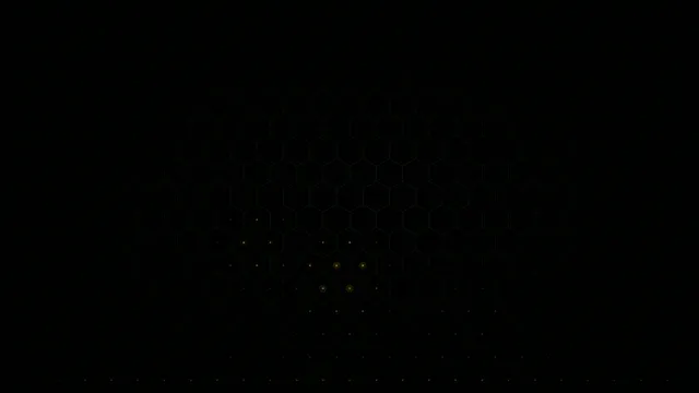 4K UHD hexagonal grid motion background with golden particle effects