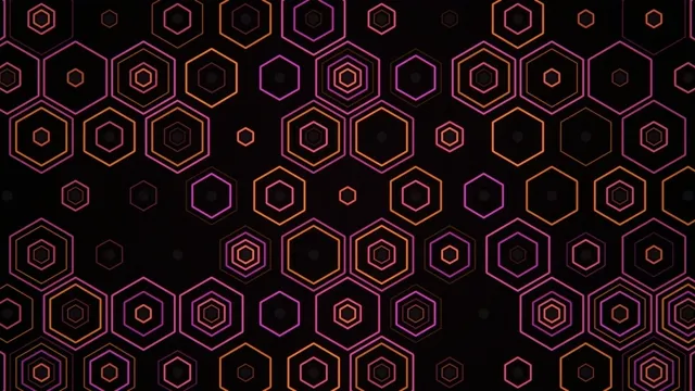 4K UHD neon hexagon geometric motion background for broadcast
