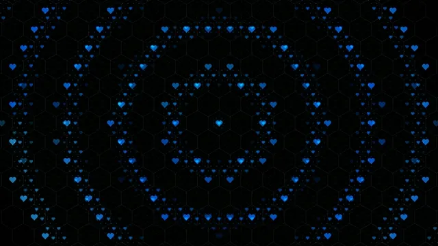 4K Ultra HD blue hearts hexagon motion background for broadcast