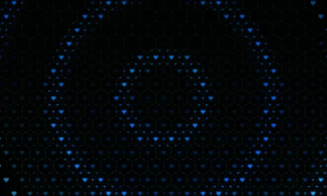 5:3 Wide | Glowing Blue Hearts Grid 60fps Motion Screensaver VJ Background