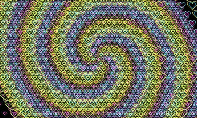 5:3 Wide | Neon Heart Pattern 60fps Screensaver Motion BG Loop