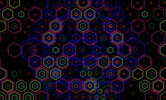 5:3 Wide | Neon Hexagon Network 60fps Live Wallpaper Loop